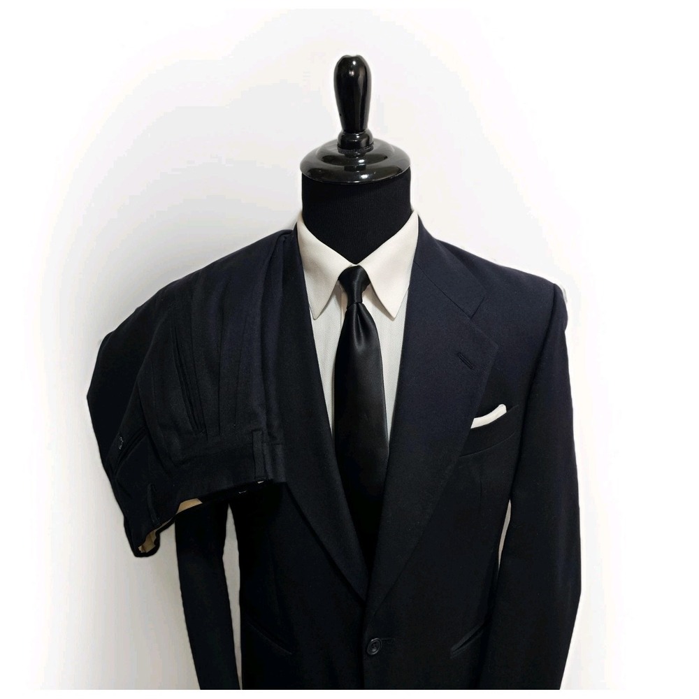 Vtg Zanetti Flannel Cerruti 1881 Suit Mens 40S 27x27 Wool Cashmere Low V Pleated